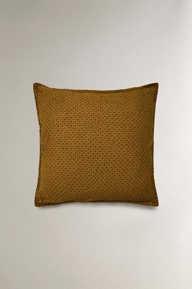 CROSS CUSHION COVER - Mustard by Zara - Image 0