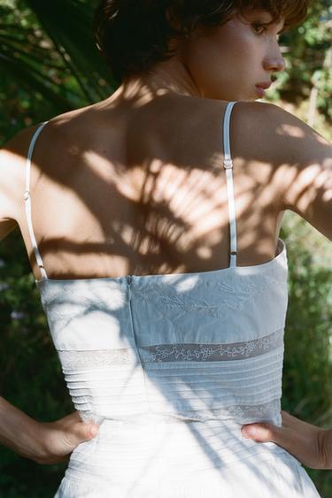 EMBROIDERED POPLIN DRESS - White by Zara - Image 2