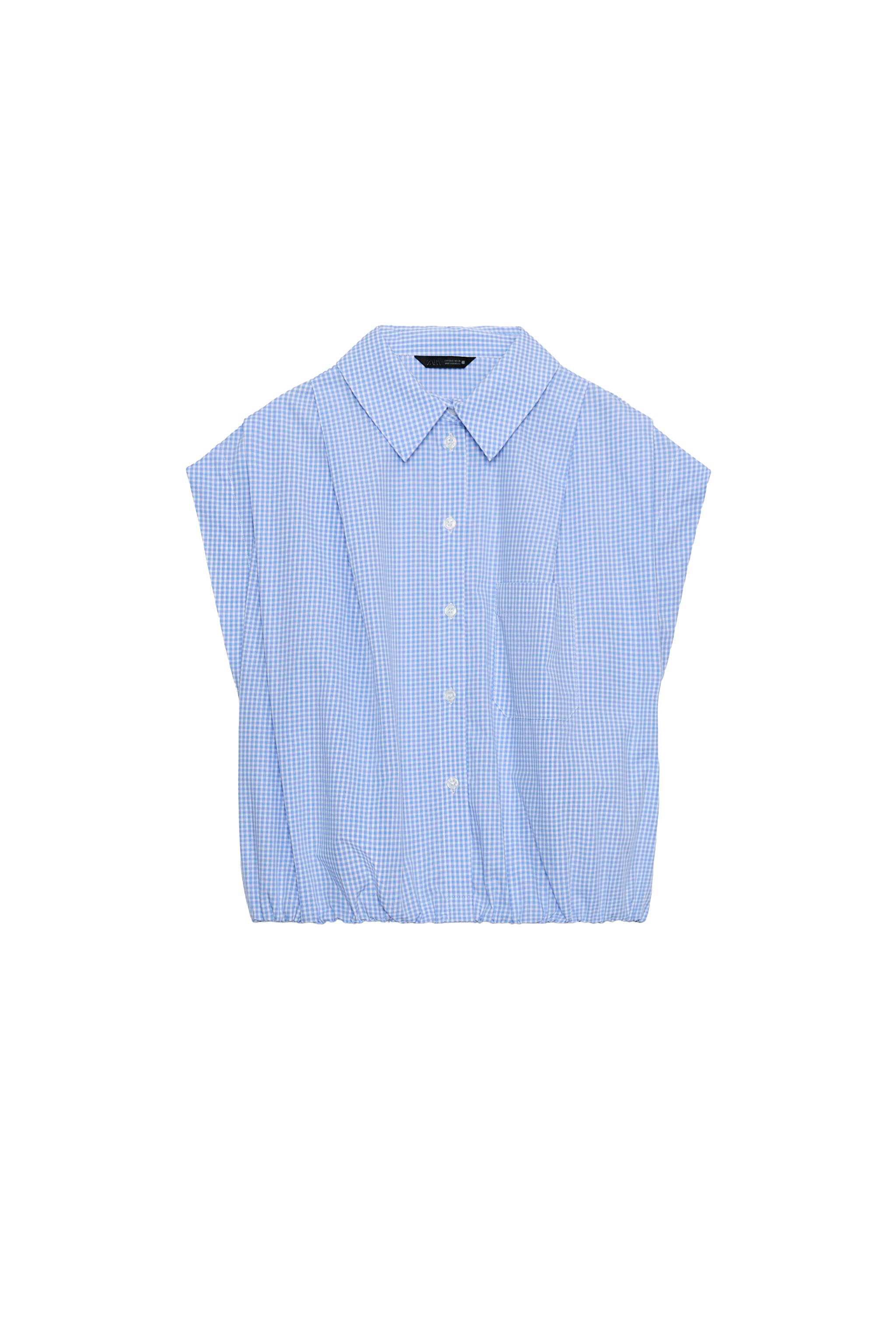 CROPPED GINGHAM SHIRT - Brown / White | ZARA United States