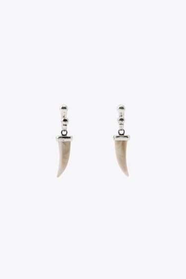 HORN HOOP EARRINGS - Silver by Zara