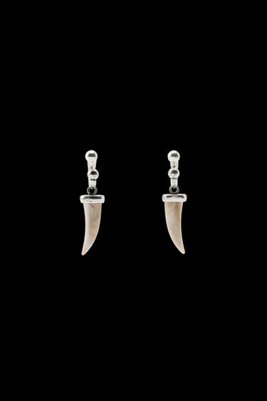 HORN HOOP EARRINGS - Silver by Zara - Image 0