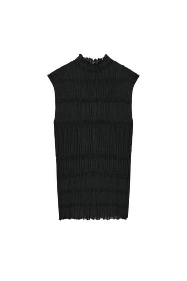 Zara KOOTUD KROOGITUD PLUUS - Must