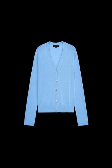 Zara FINE KNIT CARDIGAN - Blue - Image 0