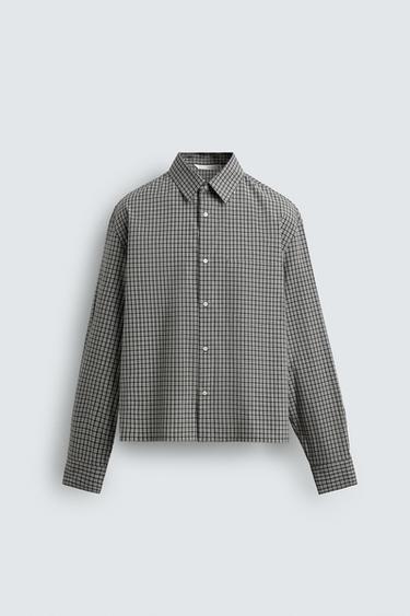 ÁO SƠ MI DÁNG BOXY KẺ CA RÔ - Màu đen/Trắng từ Zara