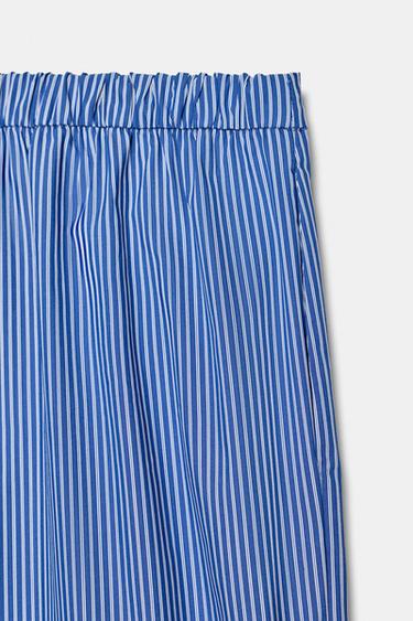 STRIPED PYJAMA-STYLE TROUSERS WITH CONTRAST - Blue/White by Zara - Image 3