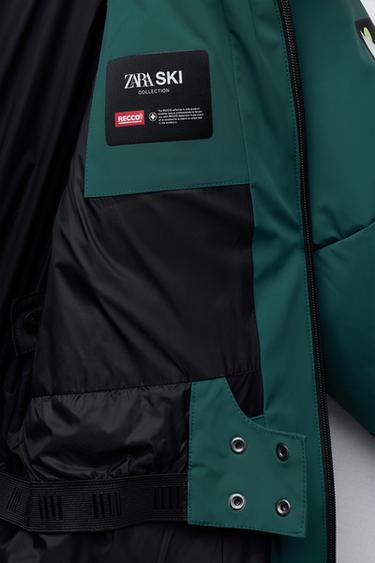 WATER-RESISTANT AND WINDPROOF COLOR BLOCK DOWN FEATHER PUFFER JACKET WITH DETACHABLE HOODIE RECCO® SYSTEM SKI COLLECTION - Green by Zara - Image 9