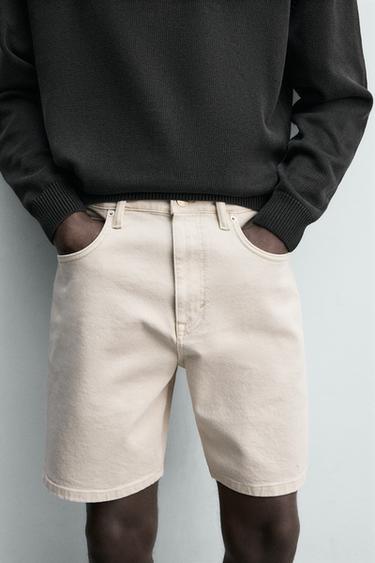 REGULAR FIT DENIM BERMUDA SHORTS - Ecru by Zara - Image 6