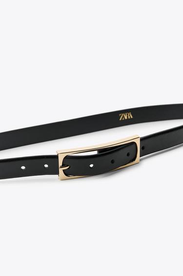 CEINTURE EN CUIR À BOUCLE RECTANGULAIRE - Noir de Zara - Image 2