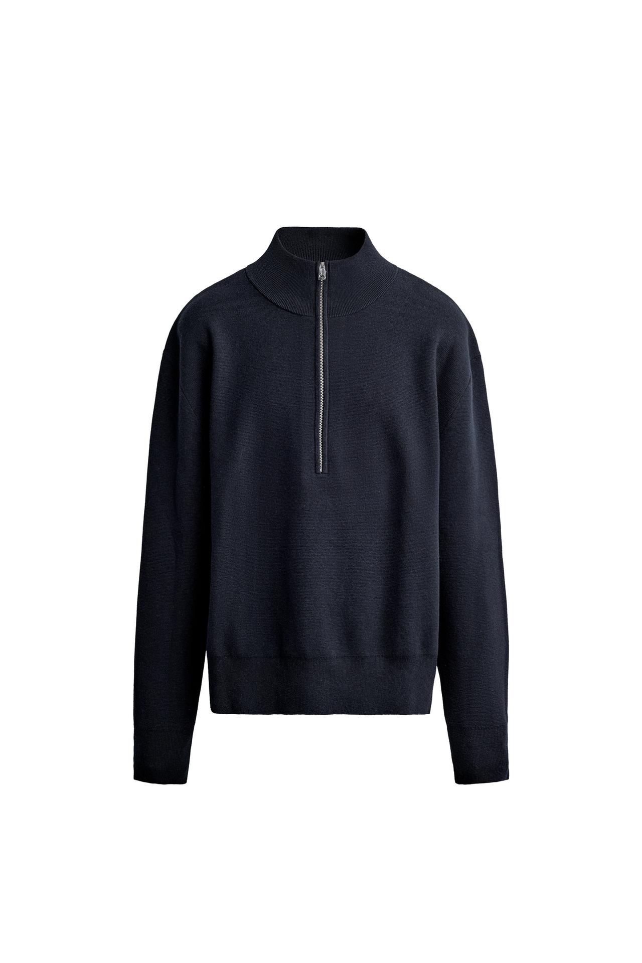 COTTON-WOOL QUARTER-ZIP JUMPER