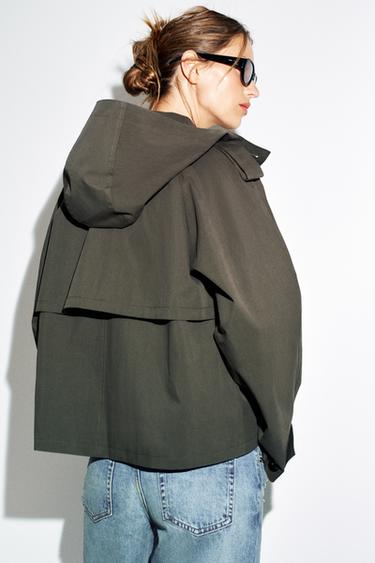 SHORT HOODED TRENCH COAT - dark khaki by Zara - Image 5