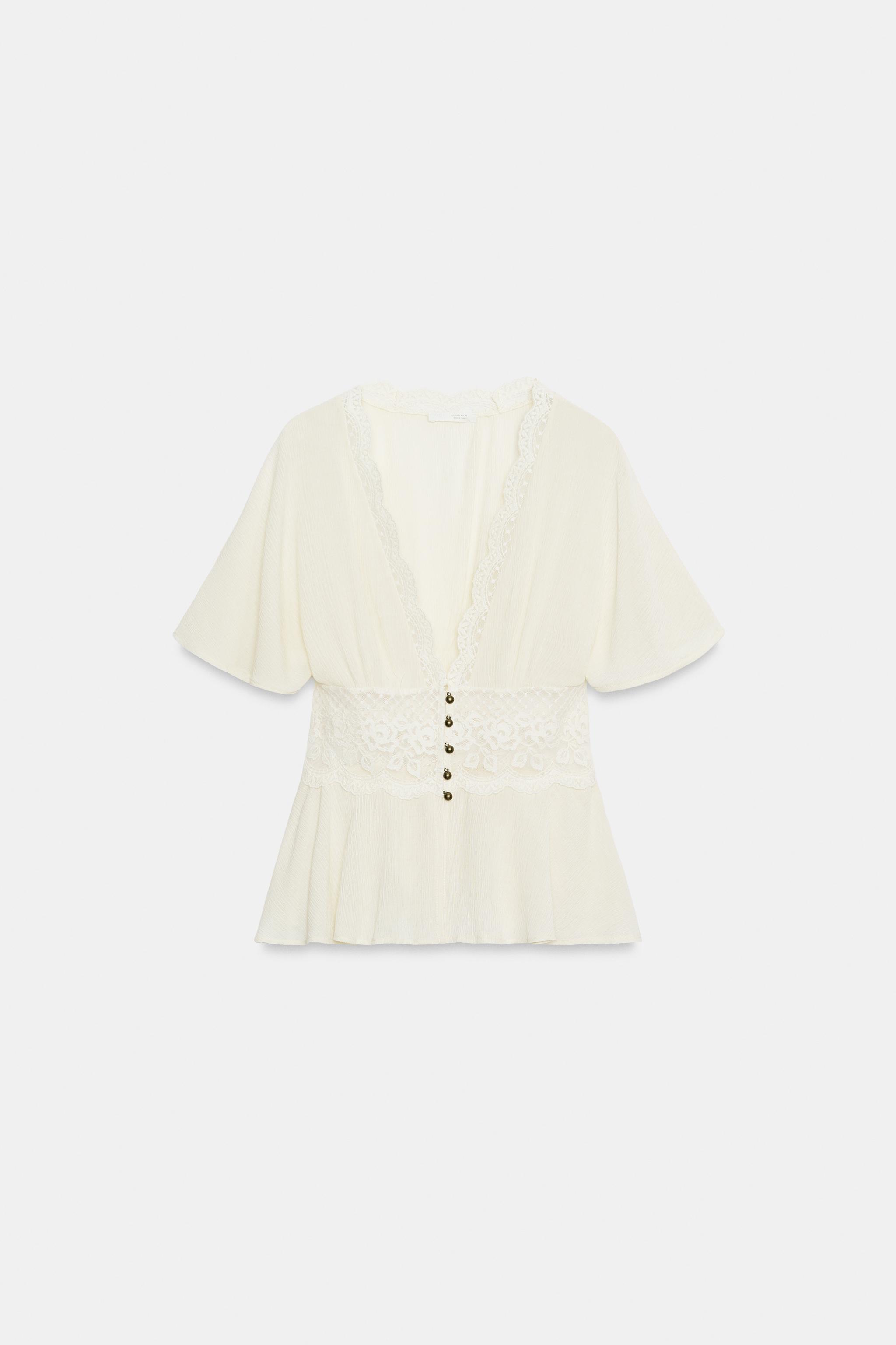 Женские топы Zara LACE COMBINATION TOP — фото 5