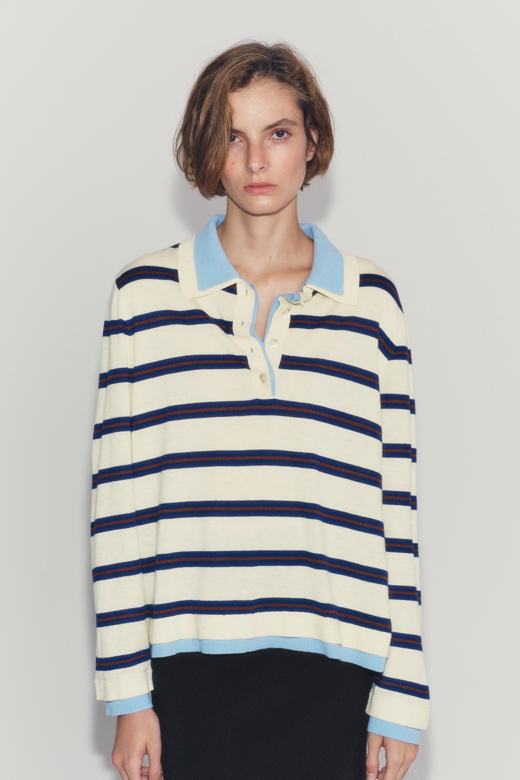 Zara STRIPED COLORBLOCK KNIT POLO — фото 3