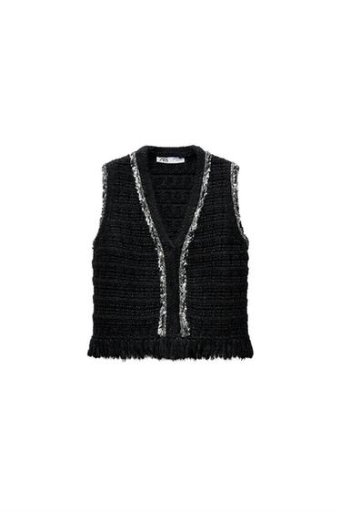 FRAYED KNIT SWEATER VEST