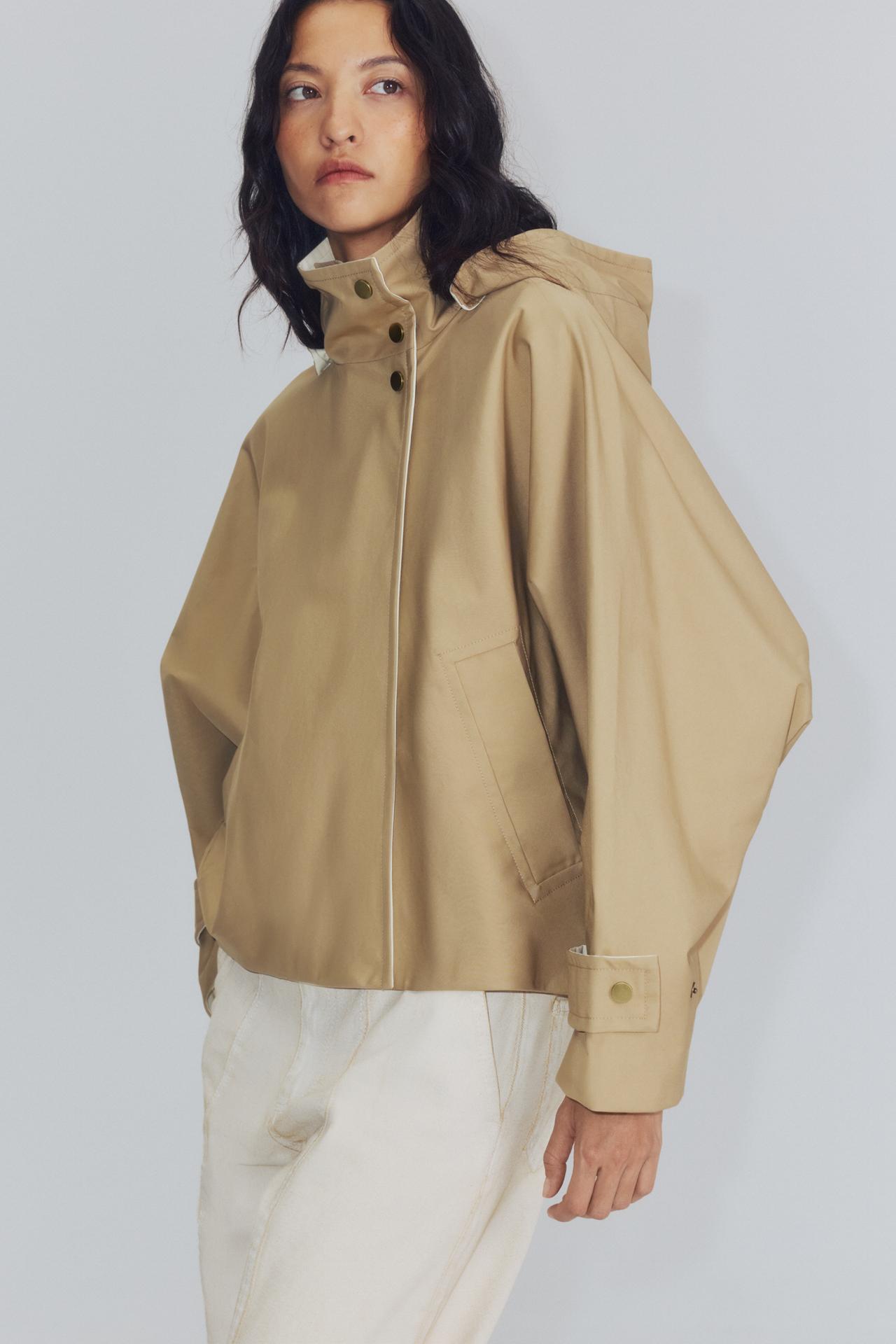 ZW COLLECTION WATER REPELLENT DOUBLE-BREASTED JACKET — Light camel