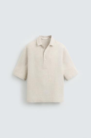 KOSZULA POLO 100% LEN - Jasnobeżowy Zara