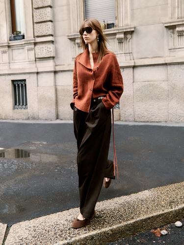 Zara Darted sarouel trousers - Brown