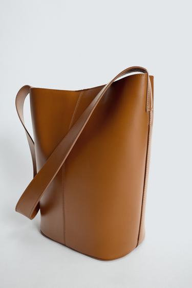 Zara KOŽNA SHOPPER TORBA LIMITED EDITION – Smeđa