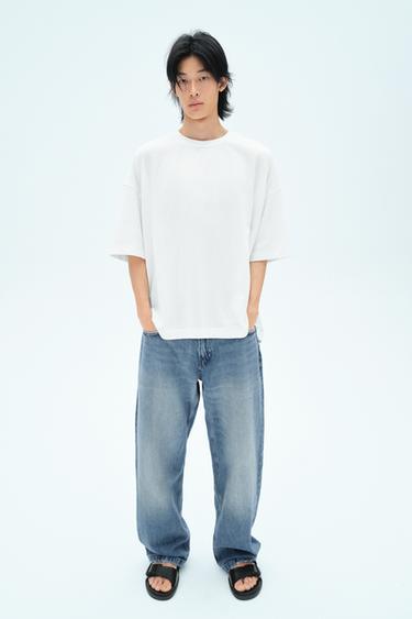 Zara BAGGY FIT 吊襠牛仔褲 - 中藍色