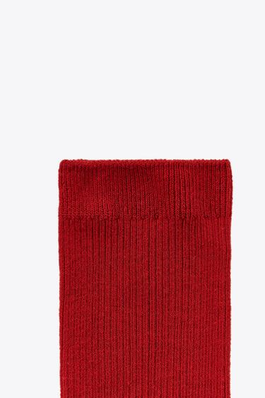 FINE RIBBED SOCKS - Red by Zara - Image 2