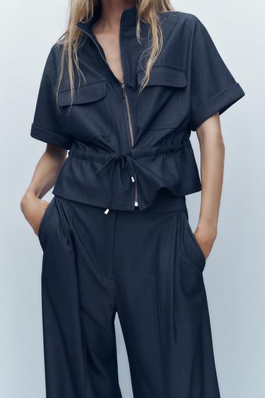 DRAWSTRING SAFARI SHIRT - Blue by Zara - Image 1
