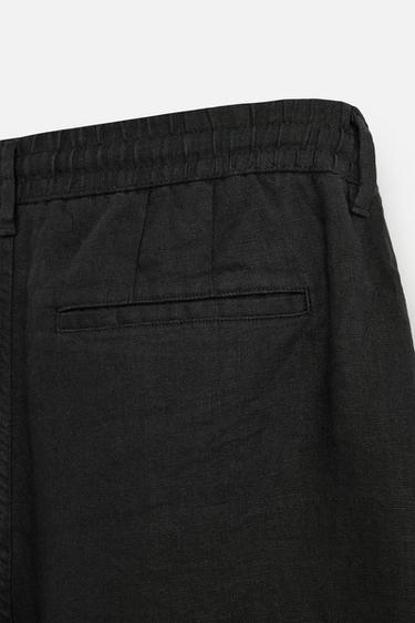 SHORT 100 % LIN - Noir de Zara - Image 9