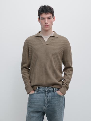 Zara Cotton blend knit polo sweater - 548