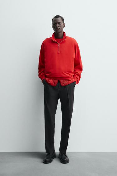 WASHED QUARTER-ZIP SWEATSHIRT - Red by Zara - Image 0