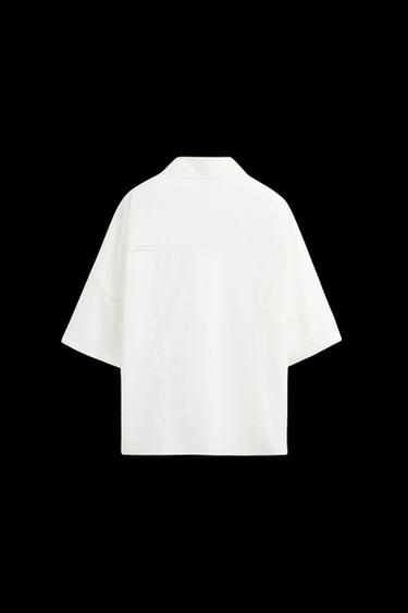 Zara LACE RELAXED FIT SHIRT - White