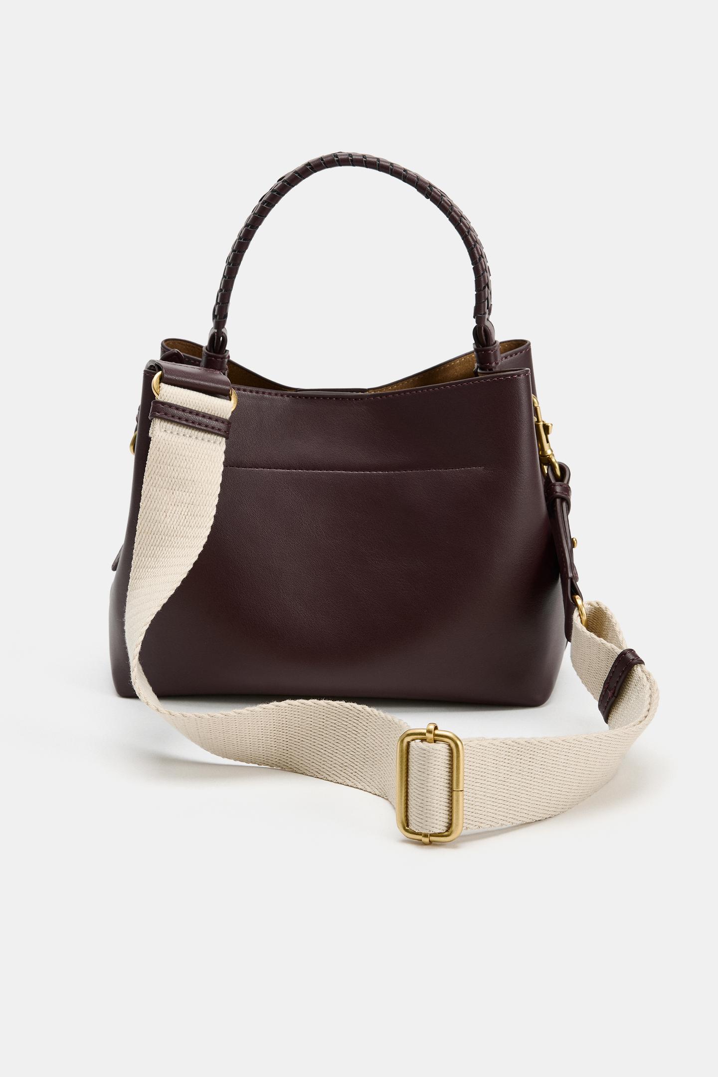 Женская сумка Zara Braided Handle, цвет: Бордовый красный — фото 8