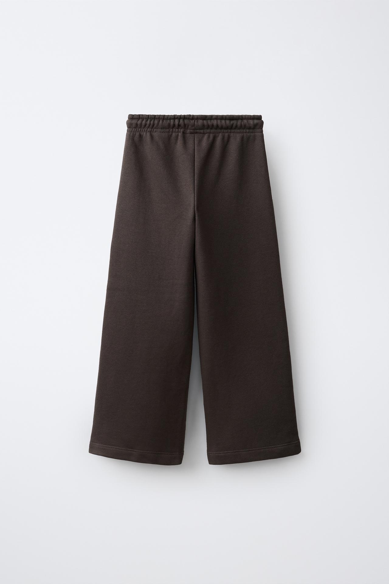 WIDE LEG JOGGING PANTS — Brown