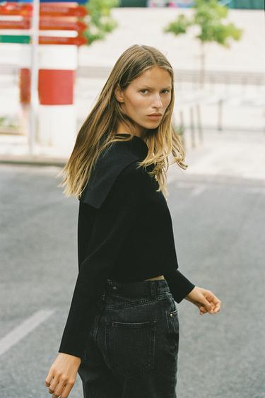 DOUBLE-BREASTED CROPPED KNIT JACKET - Black by Zara - Image 2