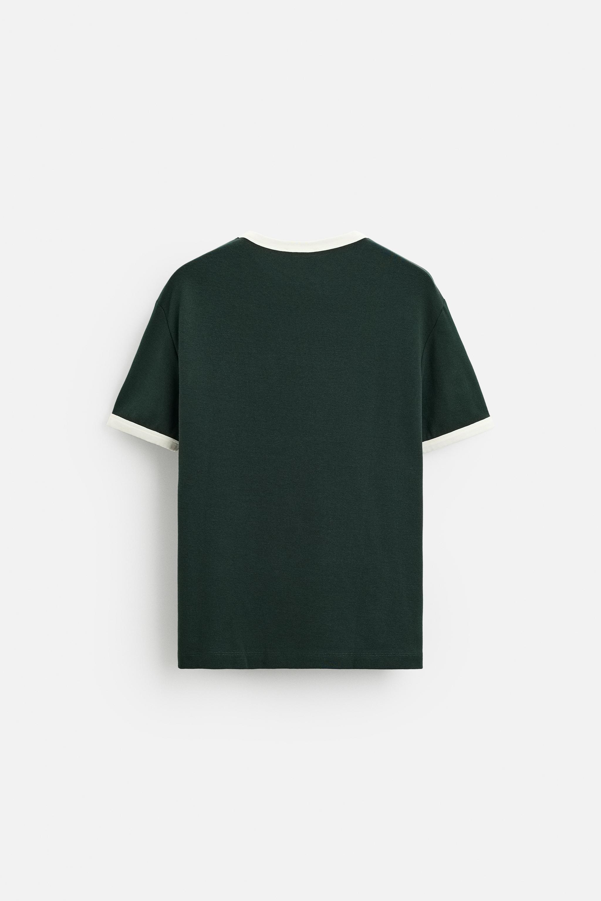 BASIC RIBBED CONTRAST T-SHIRT - Oyster-white | ZARA United