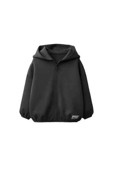 Zara INTERLOCK SWEATER MAJICA S PATENTNIM ZATVARAČEM – antracit siva