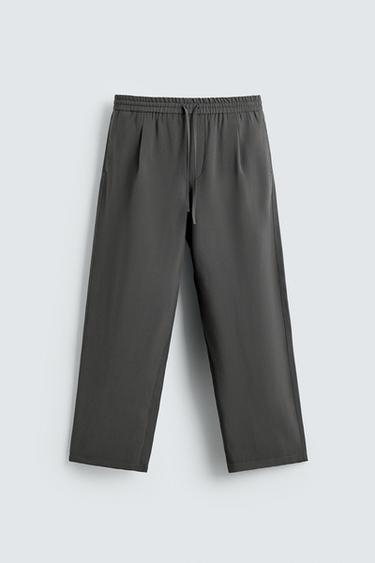 FLOWING TROUSERS WITH STITCHING - Dark grey by Zara