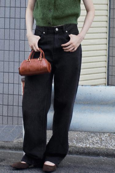 JEANS TRF STRAIGHT WIDE TIRO ALTOブラウンZaraのJEANS TRF STRAIGHT WIDE TIRO ALTO - ブラウン