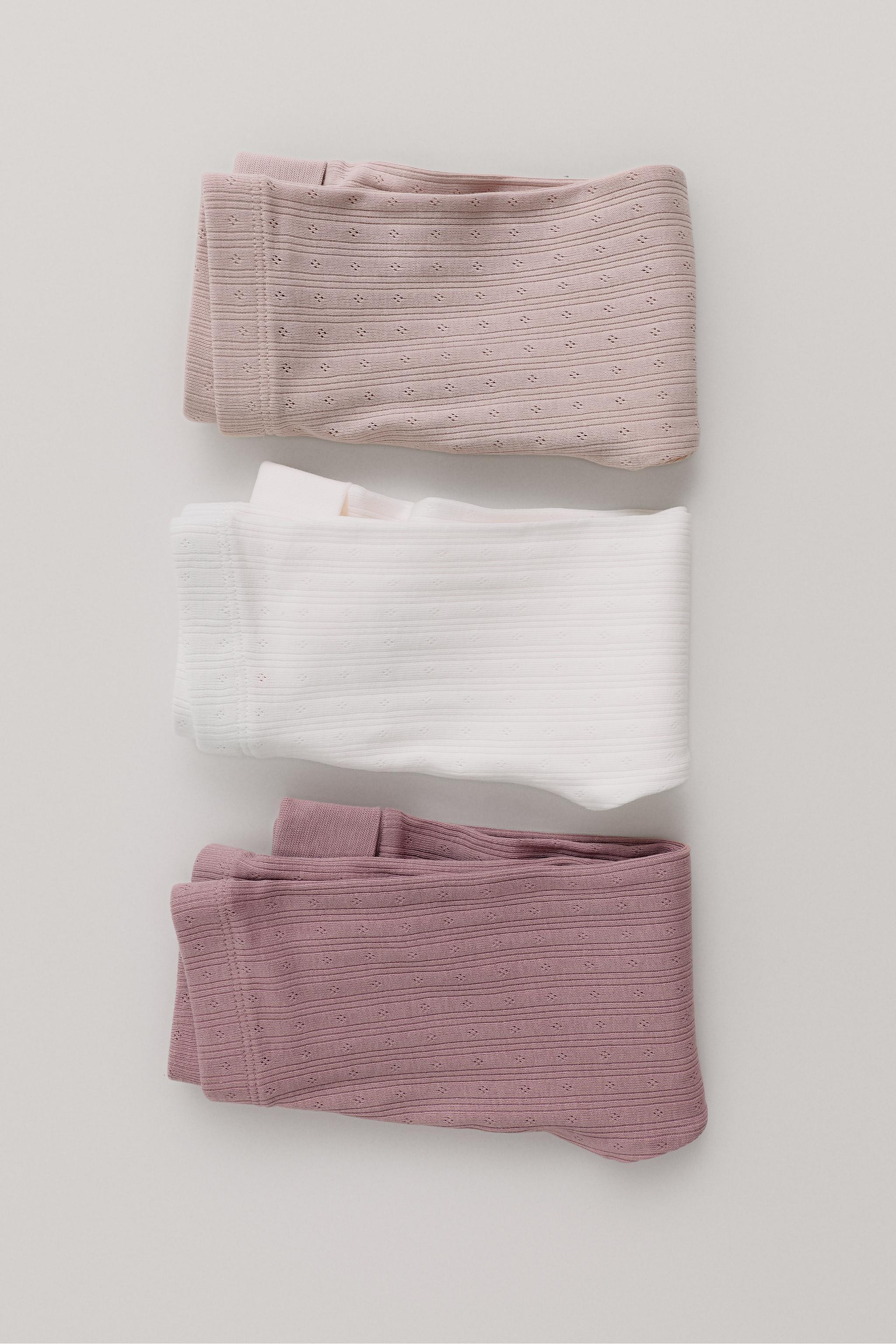 THREE-PACK POINTELLE LEGGINGS — Pink