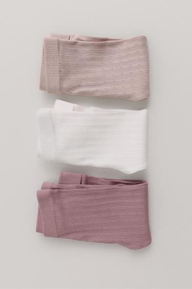 Three-Pack Pointelle Leggings — Pink 1