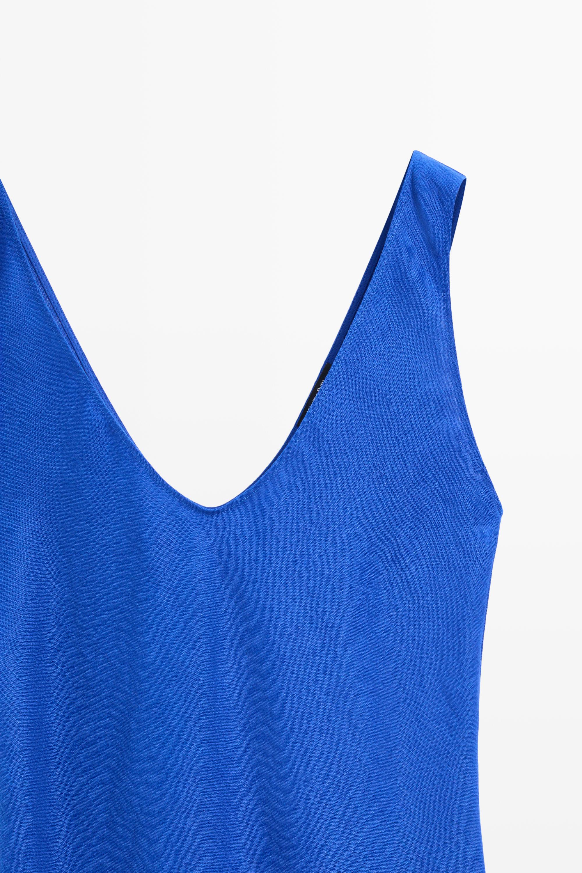 100% linen strap midi dress