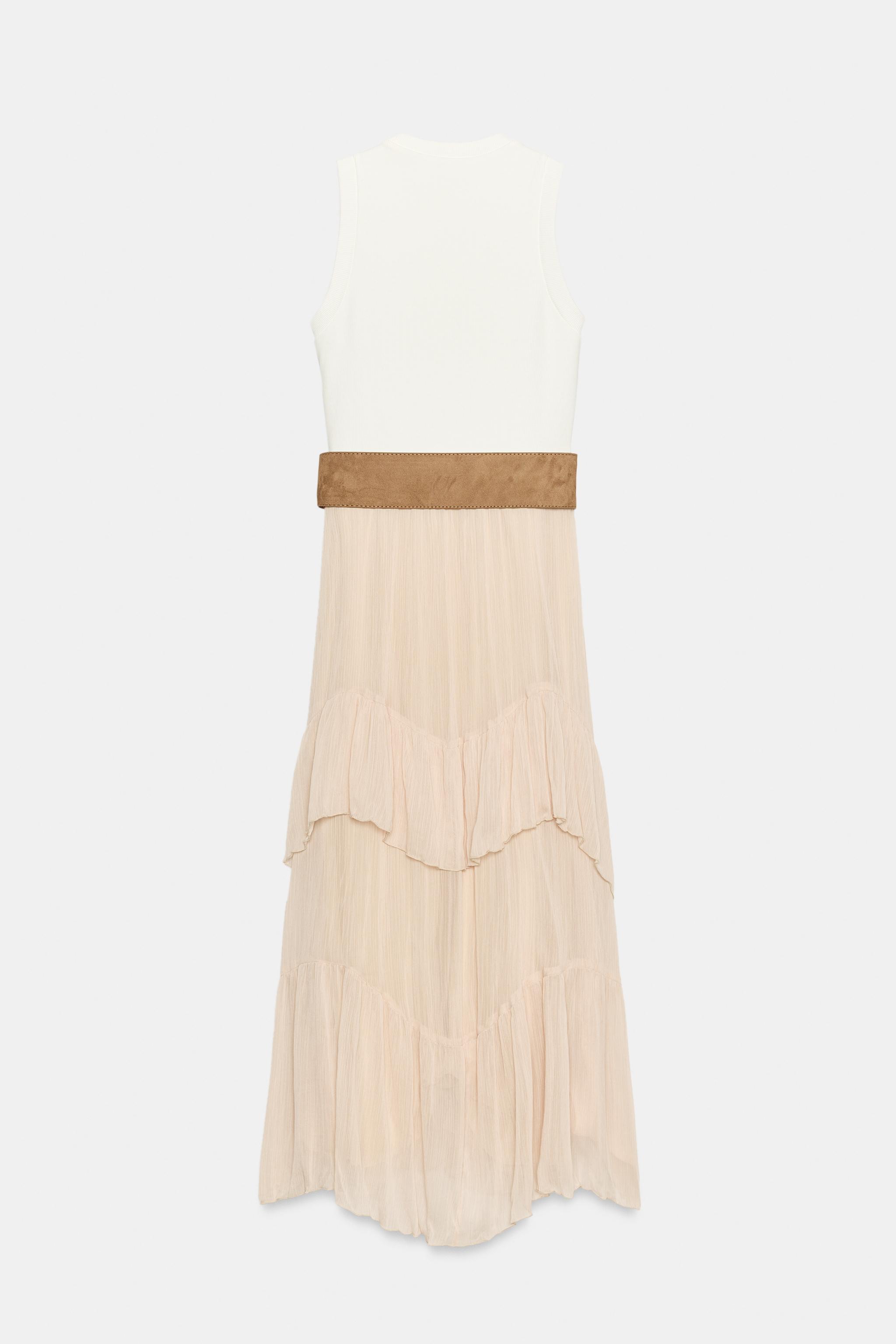 COMBINED MIDI BELTED DRESS