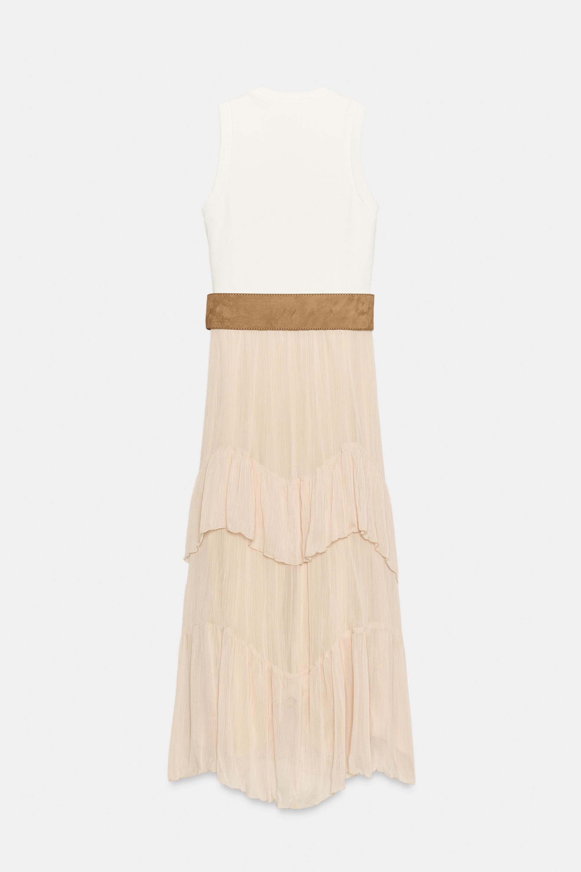 COMBINED MIDI BELTED DRESS thumbnail 8