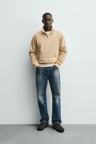 SUDADERA CUELLO CREMALLERA BÁSICA - paja de Zara