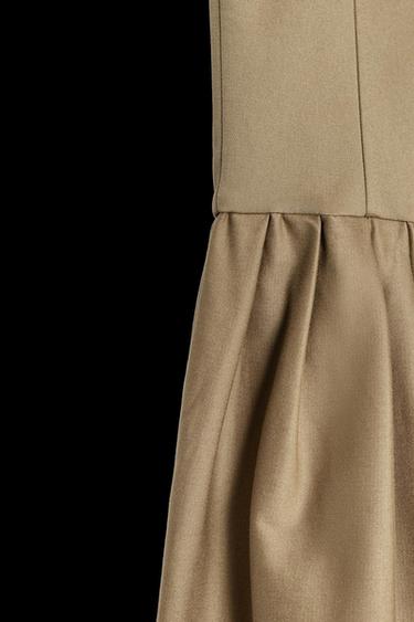 Zara STRAPLESS MIDI DRESS - Khaki