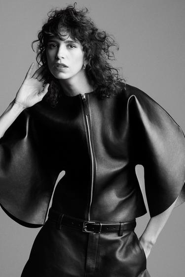 LEREN TOP MET RITSSLUITING ZW COLLECTIE LIMITED EDITION - Zwart van Zara