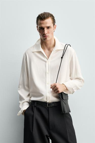 RELAXED FIT FLOWING SHIRT - Oyster-white by Zara