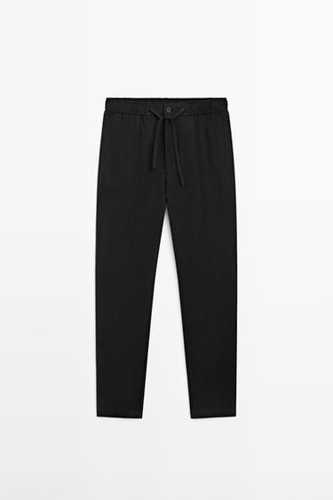 Zara Linen jogger fit pants - Black