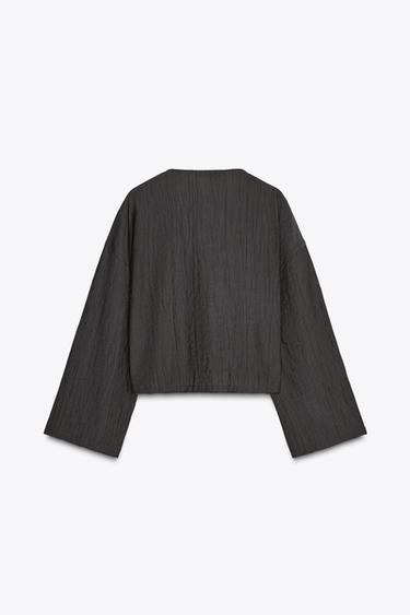 KIMONO EFFET PLISSÉ - Bleu pétrole de Zara - Image 6