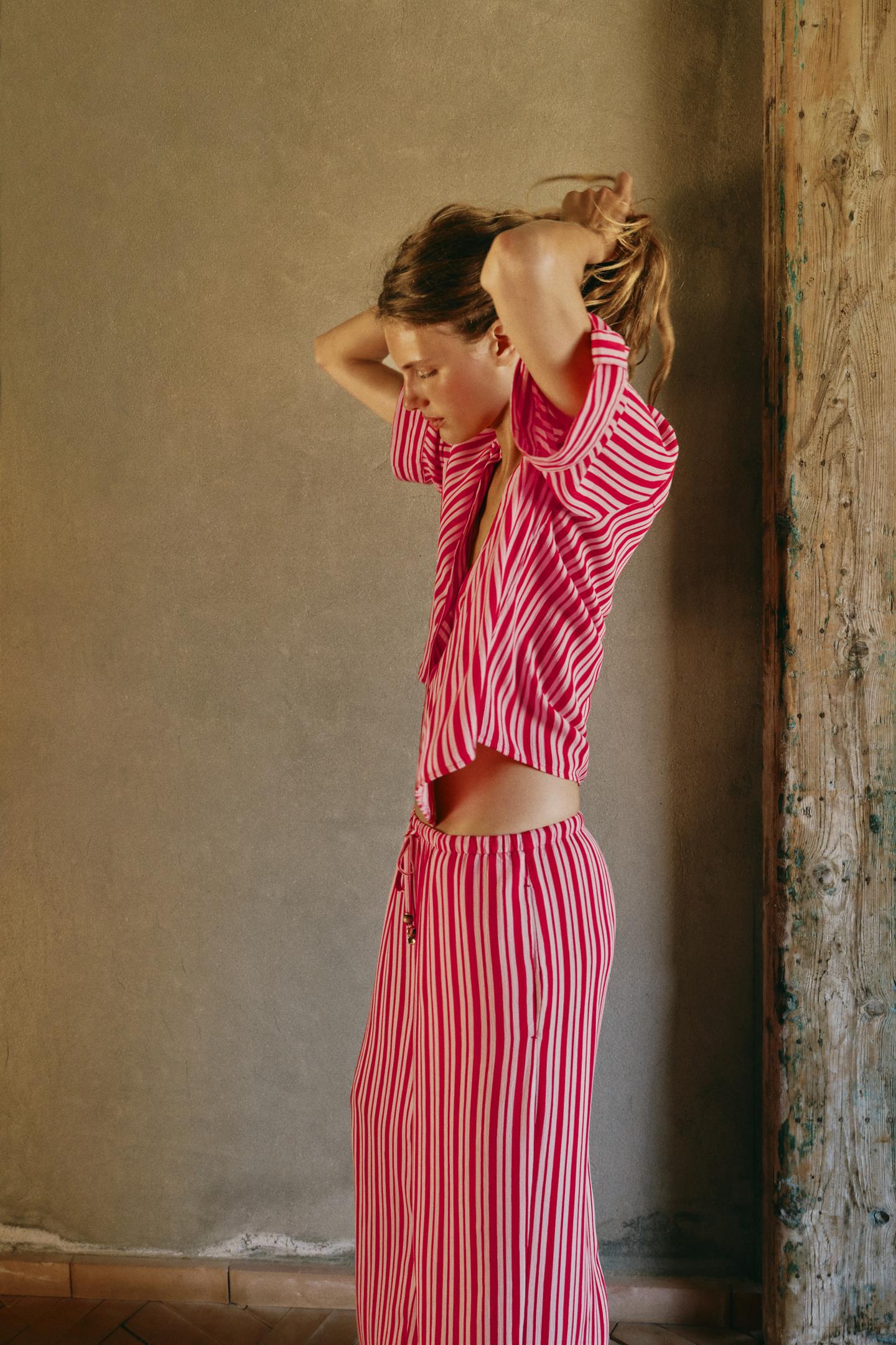 Брюки Zara Striped Wide Leg, цвет: Разноцветный — фото 3