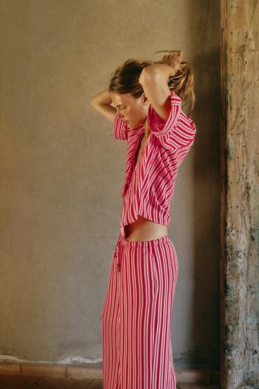 PANTALON LARGE À RAYURES - Multicolore de Zara - Image 2