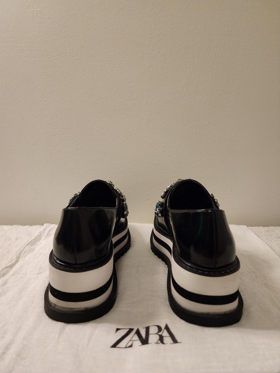 BEADED BLACK MIRROR OXFORD PLATFORM LACE UP - Image 7
