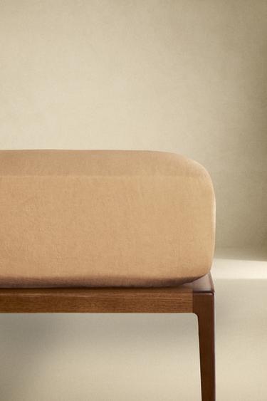 WASHED LINEN FITTED SHEET | 30 CM HIGH (140 GXM²) - camel by Zara
